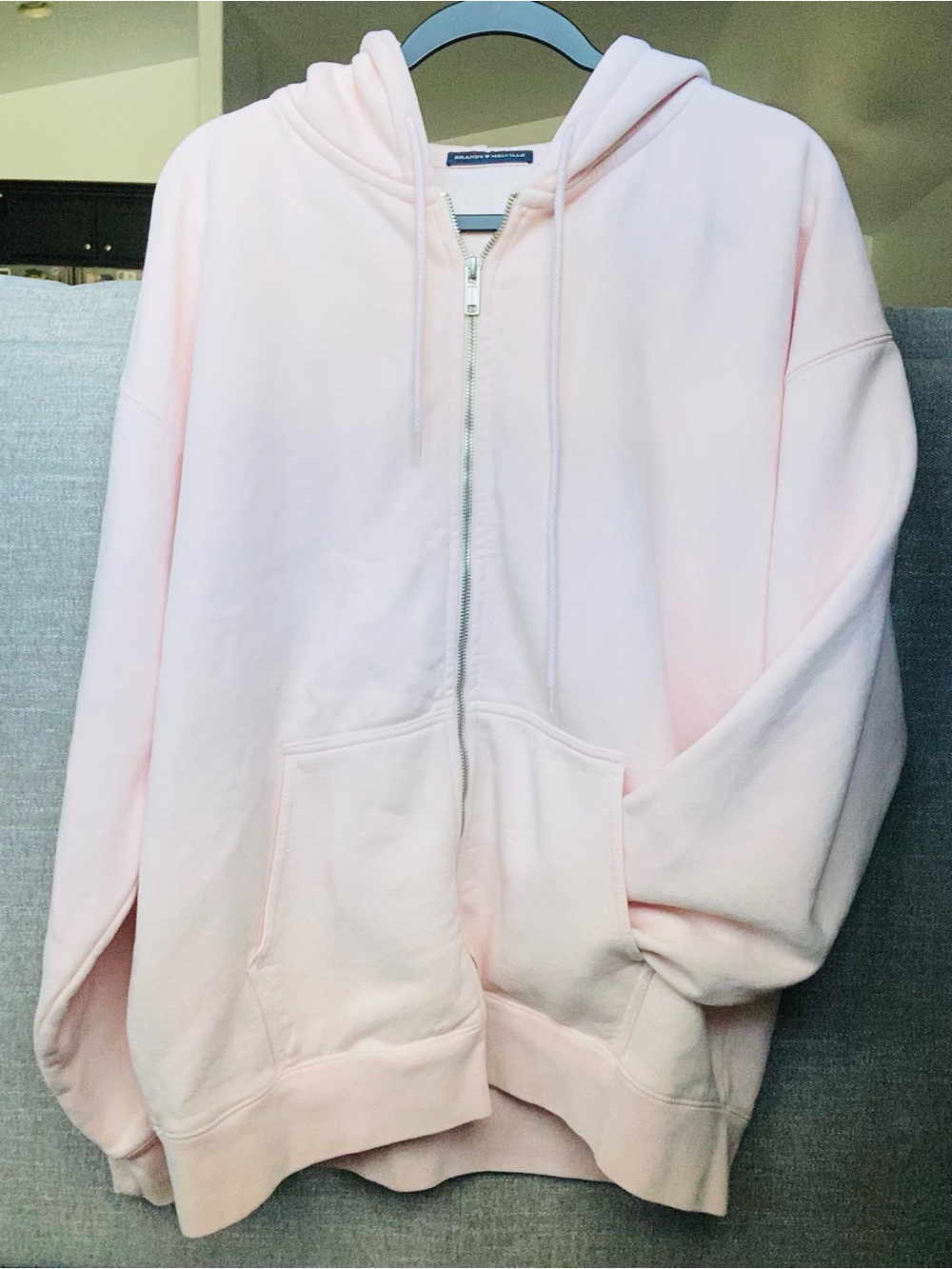 Brandy Melville Pastel Pink Full-Zip Christy Hoodie